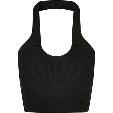 Urban Classics - Rib Knit Crossed Neckholder Crop top - L - Zwart