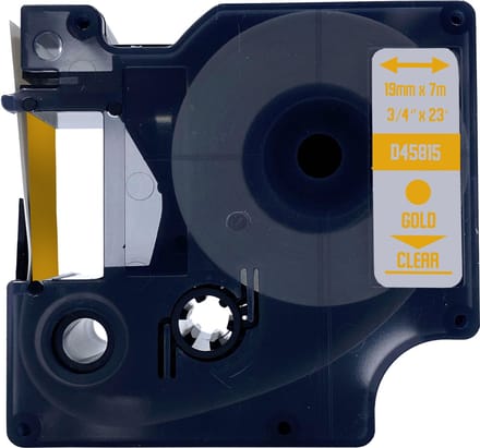 DULA Dymo D1 45815 Compatible label tape - 1 lettertape - Goud op transparant - 19mm x 7m