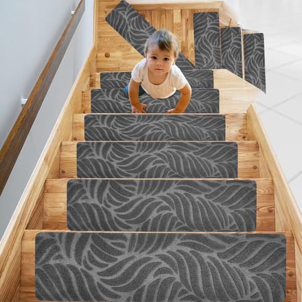 Antislip Traptapijt Set van 15 - 76 x 20 cm - Grijs