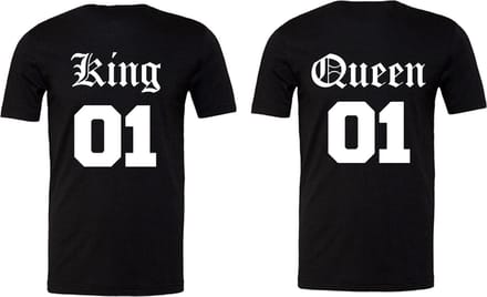 Koppel Shirt King en Queen - Zwart Katoen - Maat