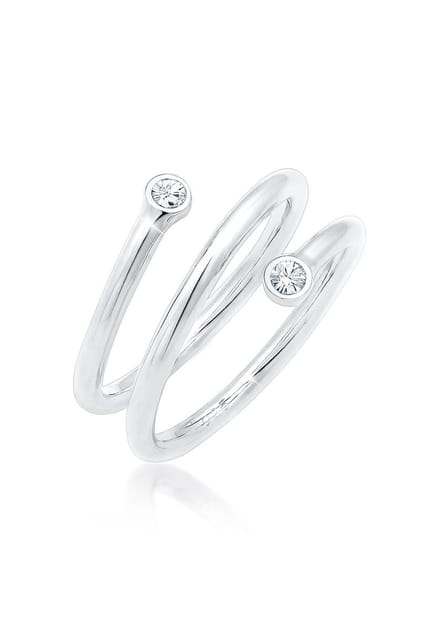 Elli - Ring - Wrap Ring Geo met kristallen in 925 Sterling Zilver - Dames