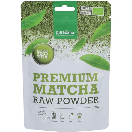 Purasana Matcha poeder premium raw bio - groene thee uit Japan - 75 gr