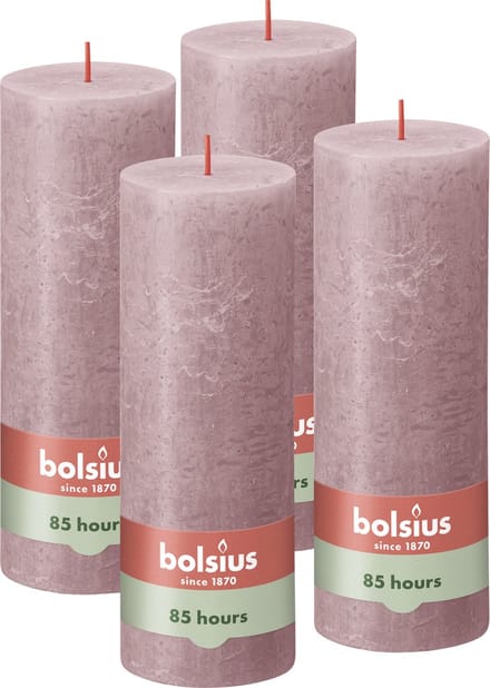 Bolsius - Rustieke Kaars - 4 Stuks - Oud Roze - 19cm