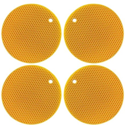 Ronde Silicone Potholders met Honingraatpatroon - Set van 4 (18 cm)