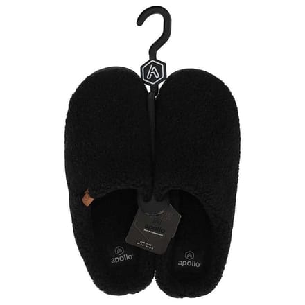 Instap Pantoffels Heren – Teddy Wol – Zwart - 45/46