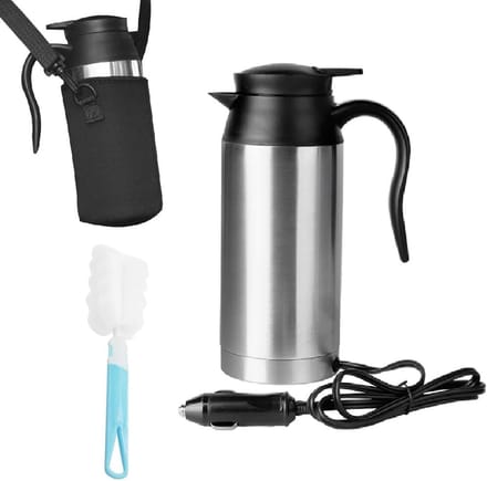 Waterkoker 12v voor Auto - Heetwaterdispenser Klein - Zilver met zwart