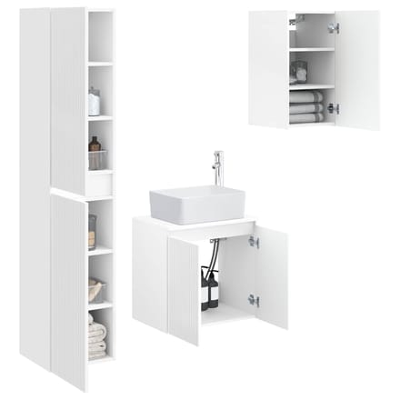 vidaXL - Badkamermeubel - Set - 3 - st - Hoogglans - Wit - 33 - x - 34,5 - x - 160 - cm