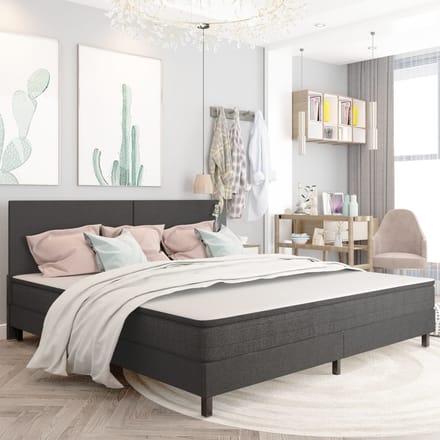 vidaXL - Boxspring - stof - donkergrijs - 200x200 - cm