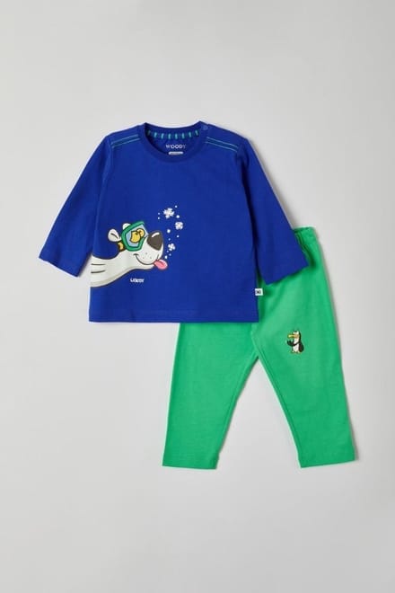 Woody Jongens pyjama blauw - maat 3 mnd