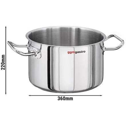 GGM Gastro Fleischtopf - Edelstahl - 23 Liter - Ø 360mm - Höhe:220mm - Induktionsgeeignet