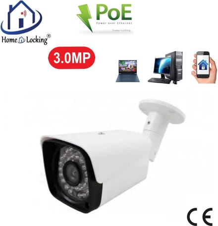 Home-Locking POE IP-camera bullet met bewegingsdetectie 3.0MP. C-1261