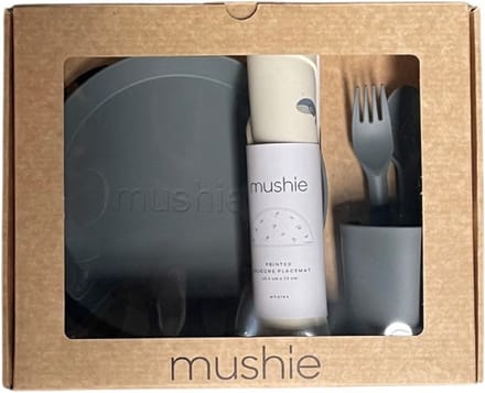 Mushie Giftbox Kinderservies Rond - Smoke