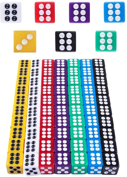 Dailygoody - Kleurrijke dobbelstenen - 6-zijdig - Set van 70 stuks