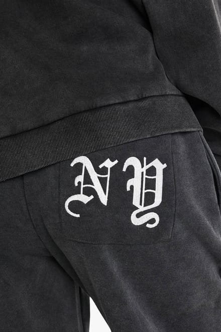 boohoo Dames NY Geborduurde Wijde Jogger | Charcoal | Maat: XS
