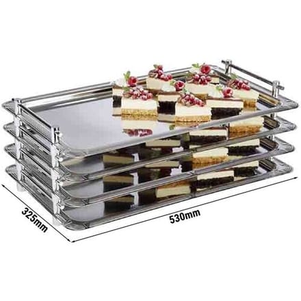 GGM Gastro (6 Stück) System Tablett - Edelstahl - GN 1/1 - Höhe: 55mm - mit Griffen