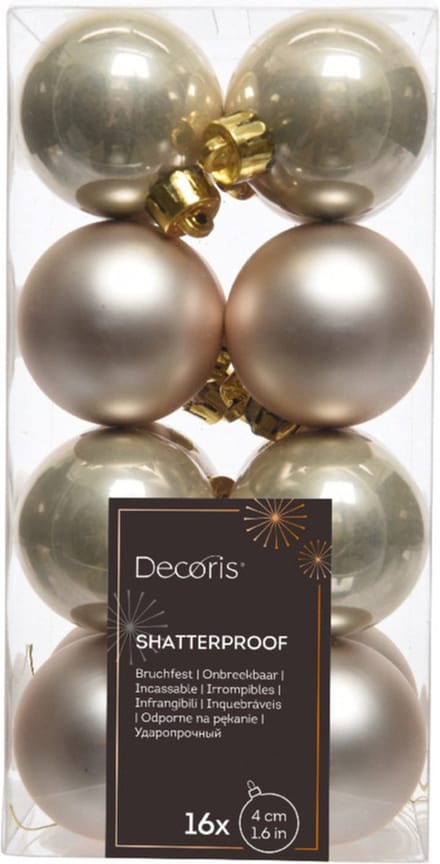 Decoris kerstballen – 16 stuks – kunststof - 4cm