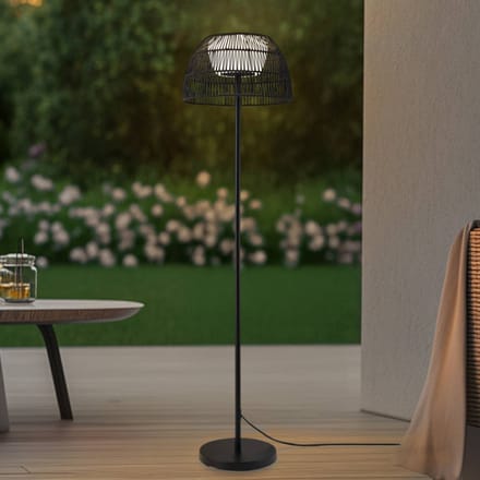 Lucande LED buiten vloerlamp Heribio, zwart, ijzer, 153 cm