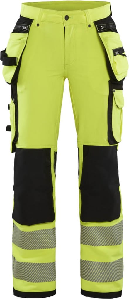 Blaklader Dames High Vis 4-weg stretch werkbroek 7197-1642 - High Vis Geel/Zwart - D19