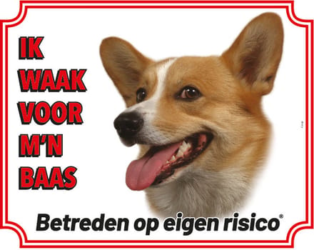 Welsh Corgi Waakbord - Ik waak voor mijn baas