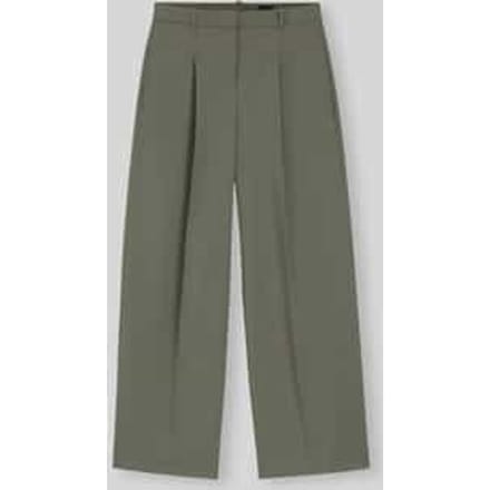 Wide leg broek van zuivere scheerwol met bandplooien