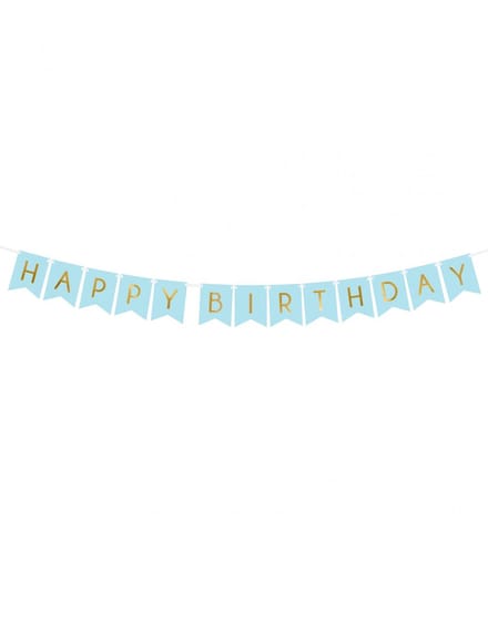 Letterslinger - Verjaardag Slinger - Happy Birthday - Blauw Goud