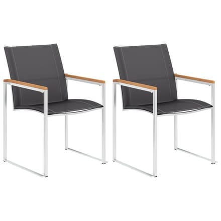 vidaXL - Tuinstoelen - 2 - st - textileen - en - roestvrij - staal - grijs