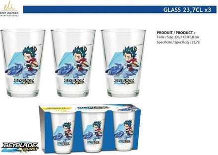Set van 3 glazen van Beyblade burst (23.7cl)