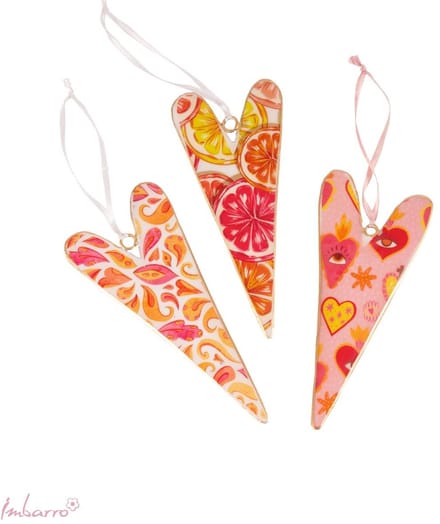 Imbarro - Decoratie Hangers - Hangers - Funky Hearts - Set van 3 - Hartjes - Metaal - 15x6cm