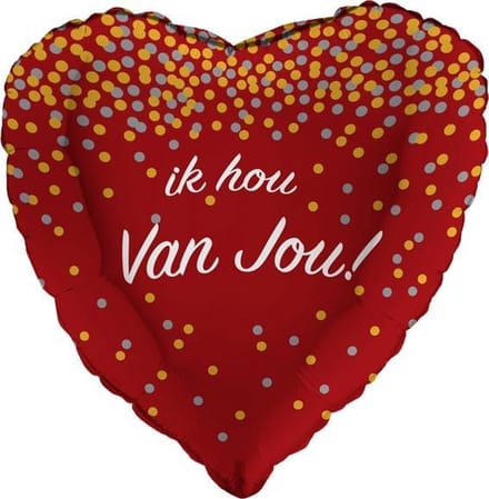 Folieballon 'Ik hou van jou' glitter holografisch 43 cm