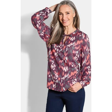Blouse van viscose, met ruches - bessen / gedess. - Gr. 54 van Goldner Fashion