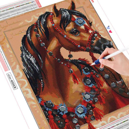 Diamantborduurwerk Kruissteek Paard 5D Schilderen Dierlijk Beeld 20X30CM black