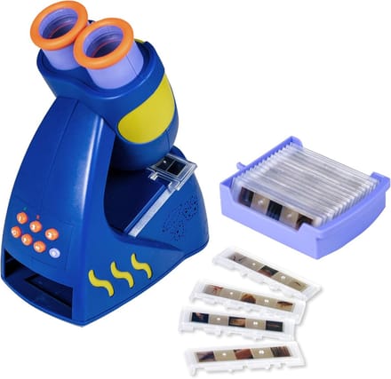 Pratende Microscoop - Junior Verkenner - Natuur Ontdekken - Ingebouwde Feiten - 100x Vergroting - Blauw
