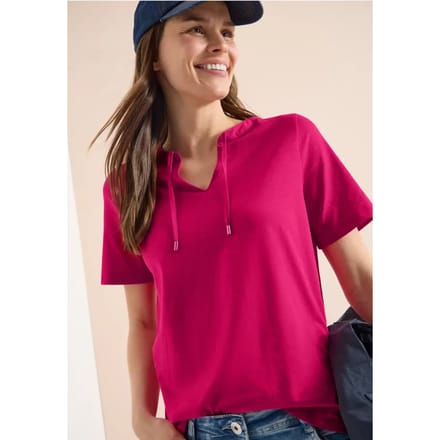 Shirt met korte mouwen en gespleten hals