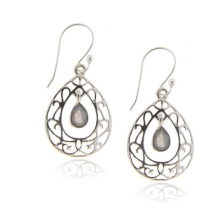 SilverGems Zilveren oorhangers met Labradoriet edelstenen