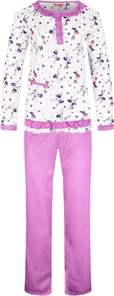 Dames pyjama gebloemd roze M