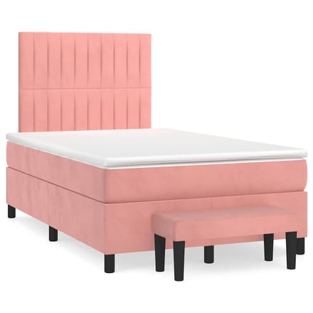 vidaXL - Boxspring - met - matras - fluweel - roze - 120x190 - cm