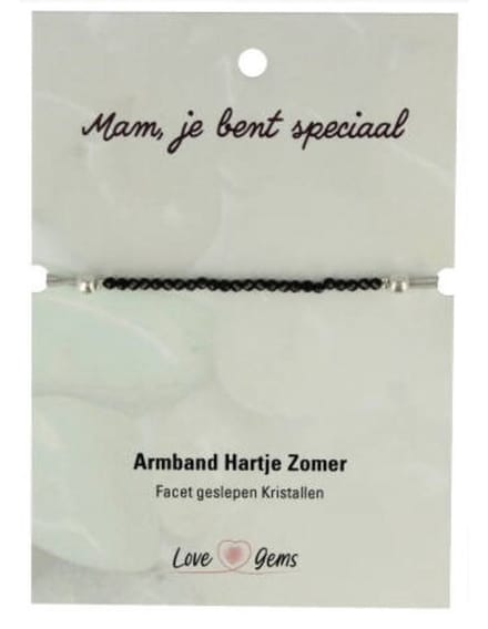 Hartje zomer armband Toermalijn zwart - Moederdag