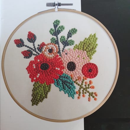 Diamond paintingset met borduurring: bloemen/ hoop