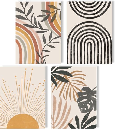 Boho Poster Set - Wanddecoratie Afbeeldingen - Woonkamer Decoratie - Set van 4 A4 - 21x30 cm - Boho Love