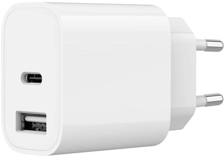 Gembird USB Oplader - 2-Poorts Universele Lader met USB-C en USB-A - 2.4A - Wit