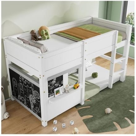 Lit superposé - MUVOE - 90x200 - Blanc - Style scandinave - Design multifonctionnel blanc