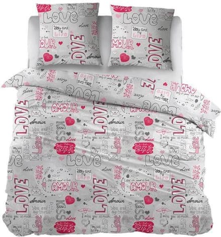 Snoozing Kiss - Dekbedovertrek - Lits-jumeaux - 260x200/220 cm - Grey