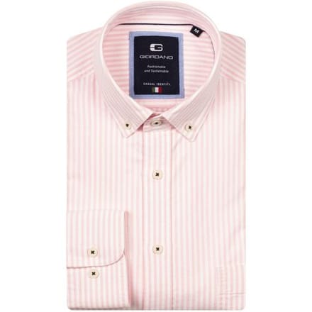 Giordano Overhemd Brando Soft Washed Oxford Gingham Stripe Button-Down Roze / male