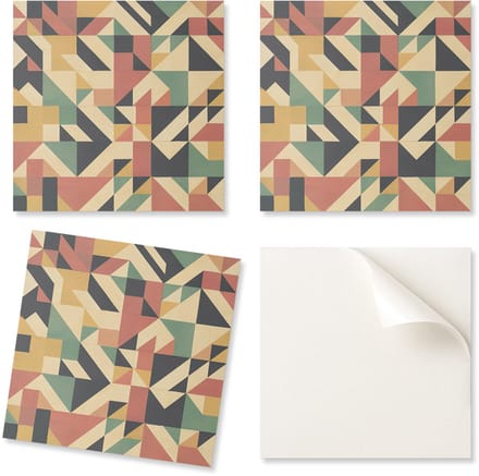 Set zelfklevende vinyltegels met abstract geometrisch patroon, 4x50x50 cm