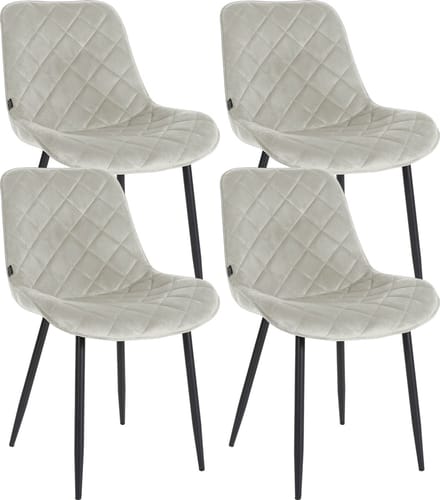 CLP Springs Set van 4 eetkamerstoelen - Zonder Armleuning - Fluweel - Velvet - creme