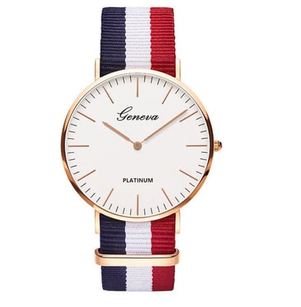 Chronos Horloge Ø 37 mm - Blauw/Wit/Rood - Inclusief horlogedoosje