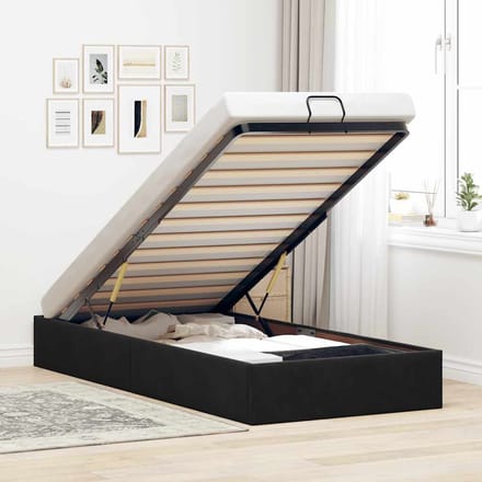 vidaXL - Bedframe - zonder - matras - 100x200 - cm - fluweel - zwart