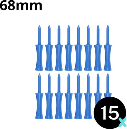Golf tees - 15 stuks - 68mm - Duurzaam kunststof - Blue - Golf accesoires - Golfset - Golftee