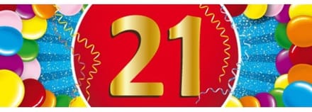 21 jaar leeftijd sticker - 19 x 6 cm - verjaardag - jubileum - versiering