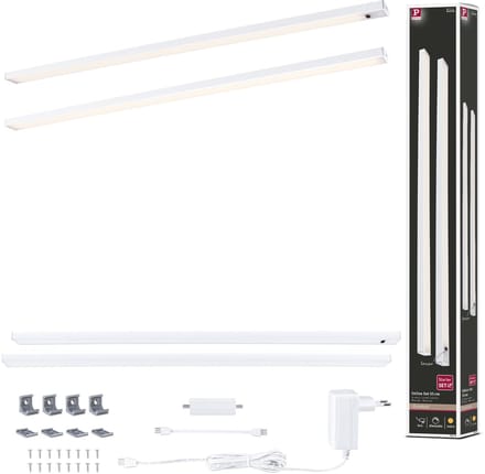 LED-onderkastverlichting Inline Startersset 3000K dimbaar 2x6W 550x26 mm 2x500lm 230/24V Wit mat